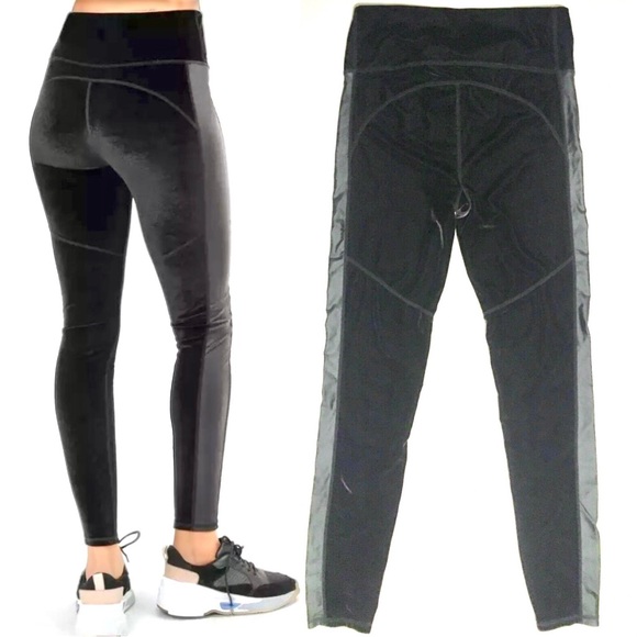 Sweaty Betty Legging Black Velvet Fashion Velour High Rise Pant Tuxedo Pull On M - Picture 14 of 16